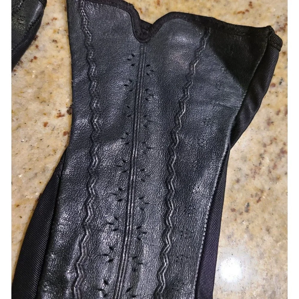 Vintage Size XS 6 Lady Gay Black Leather Stretch Formal 9.5
